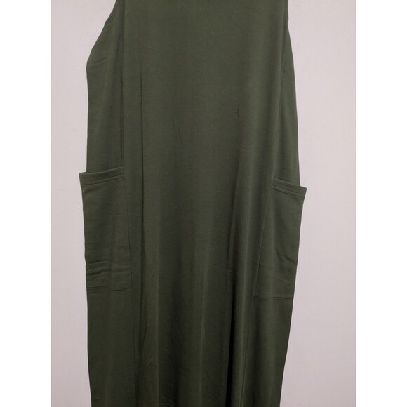 NWT Peruvian Connection L Pima Cotton Tank Dress Jumper Maxi Moss Green Pockets - Picture 4 of 5